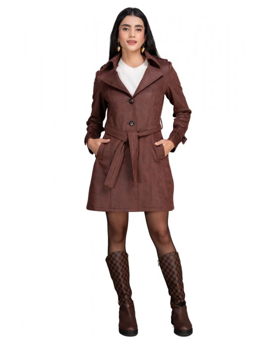 Women Coat Cinnamon with belt